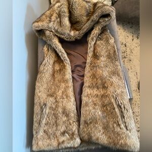 Faux Fur Vest with Hood